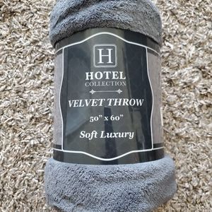 HOTEL COLLECTION Velvet Throw 50" X 60"  Gray Soft